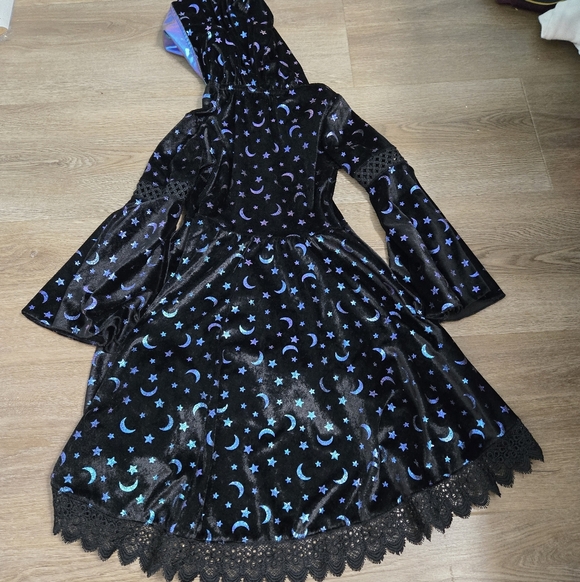 Girls Coven Witch Costume Dress Hooded Spirit Halloween Size Small 4-6 - Picture 5 of 11